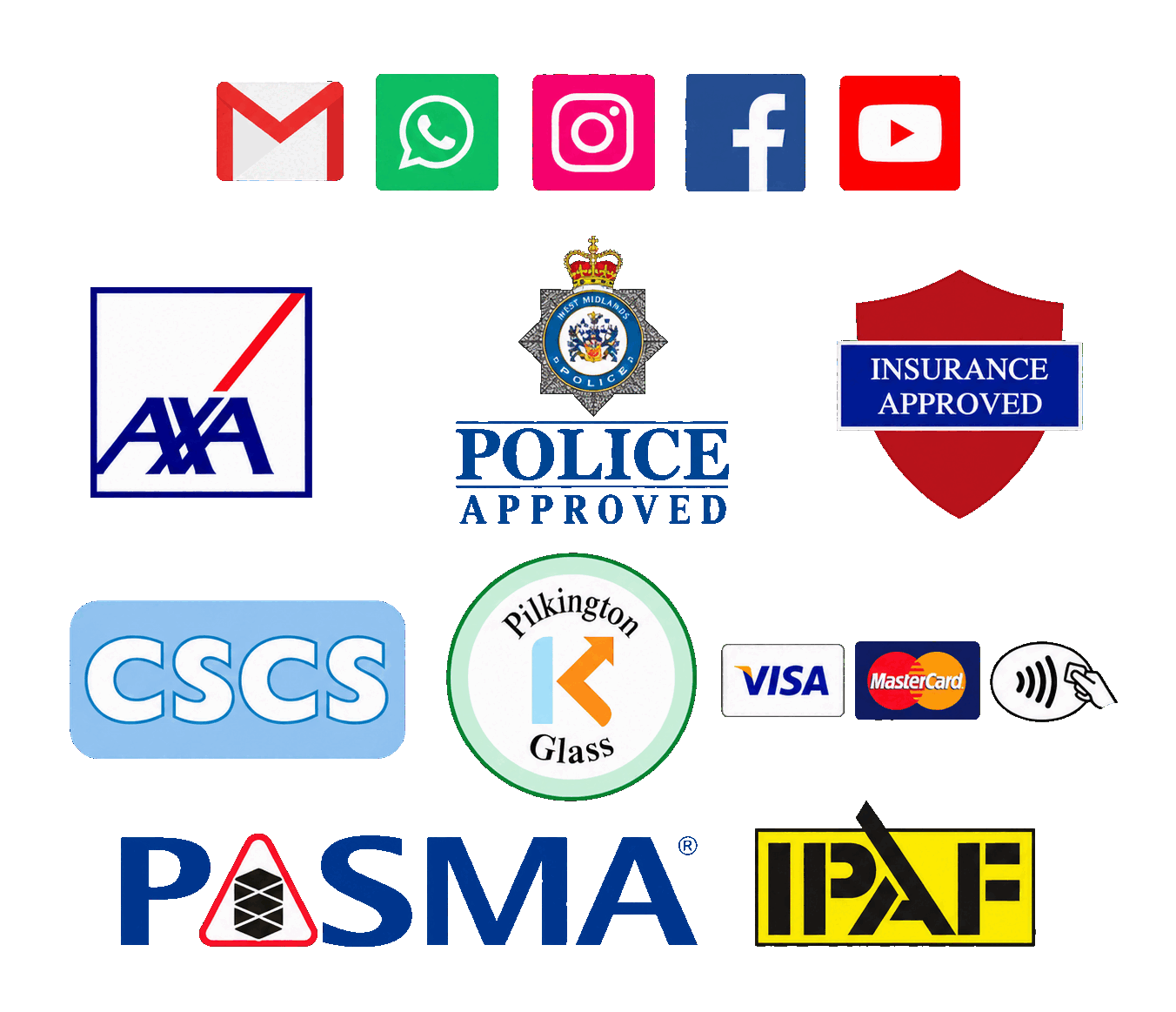 Accreditation, police approved and payment logos